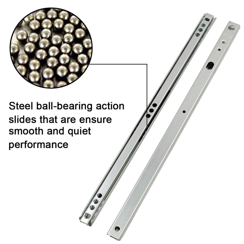 [Australia - AusPower] - Yoohey Metal 12 inch Drawer Slides, Ball Bearing Two Way Slide Track Rail 0.7 inch Wide 1 Pair 12" - 1Pair 