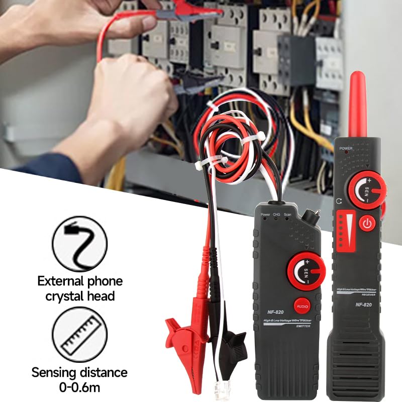 [Australia - AusPower] - Underground Wire Locator, Wire Tracer with Earphone, Anti-Interference Buried Wire Locator Cable Tester for Locating Breakage Cables & Wires Dog Fence Cables | Locate Wires 6.5 Ft Deep 