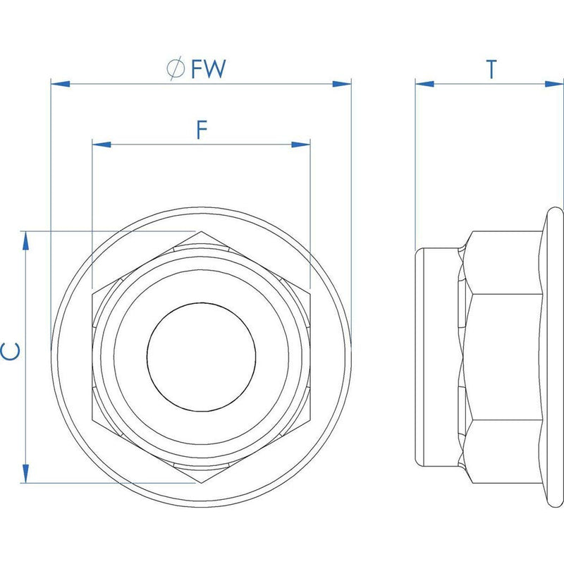 [Australia - AusPower] - FullerKreg (Pack of 20) M6 x 1.0 A2 Stainless Steel DIN 6926 Hex Flange Nylon Insert Lock Nuts, 18-8 Stainless Steel 304, Bright Finish M6 20PCS 