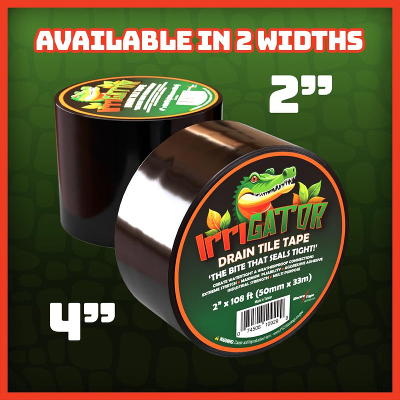 IrriGATOR Drain Tile Tape - 8.5 mil Premium Grade Stretchable PVC - 108ft Length - Ideal for Corrugated Metal Plastic and More (2" x 108ft) 2" x 108ft