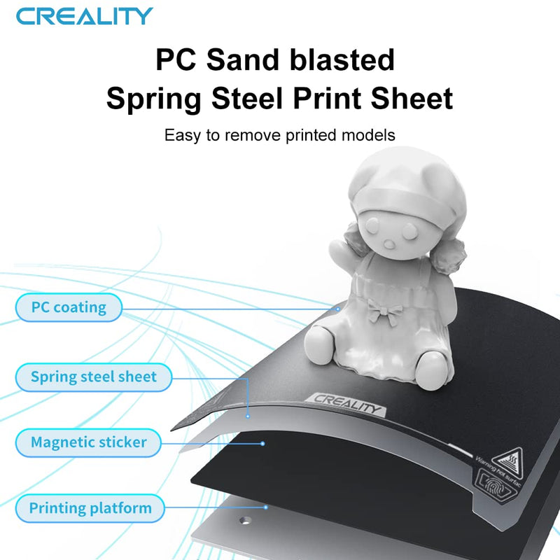 Creality Ender 3 S1 Original Print Platform Kit Magnetic Flexible Removable Spring Steel Texture Surface Print Build Plate Sheet for Ender 3 Neo/Ender 3 V2 Neo/Ender 3 S1 Pro/Ender 3 V3 SE 235x235mm Ender-3 S1