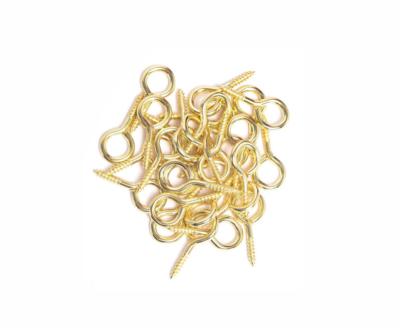 [Australia - AusPower] - 240PCS Eye Hooks Screw Metal 0.67 Inches-1.1 Inches Small Eyelet Screws for Wood (0#-5#) I Hooks Yellow+4pcs Drill Bit(1.0,1.5,2,2.5) Yellow 0#-5# 