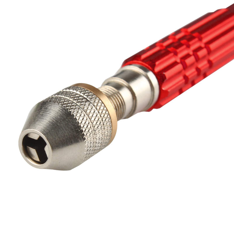 [Australia - AusPower] - Larcele Precision Pin Vise Hand Drill, Keyless Mini Adaptor Chuck, 3 Jaw Chuck, for Micro Drill Bits 0" to 1/8" SDZKQ-02 (Red) Red 