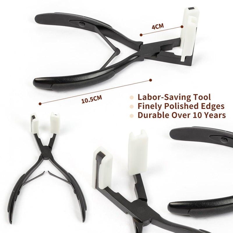 Black Hair Extension Tools Professional Stainless Steel Hair Extension Pliers Anti Slip Pad Clamp Tool For Salon Stylists & Home Users Tape In Hair Extensions Installation 5.8 Inch Black