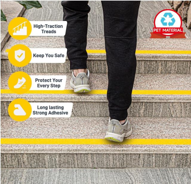 Anti-Slip Tape, Anti-Slip Traction Tape, Abrasive Adhesive. Optimal for Outdoor, Indoor, Stairs and Steps, High Traction, Friction, Strong Grip. (Yellow, 2IN*30FT)