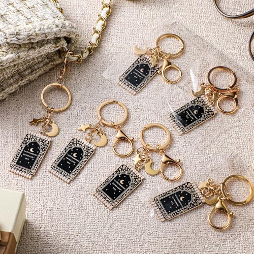 Islamic Keychain Gifts Bulk Plated Enamel Muslim Keychain Islamic Gifts for Women Men Black and Gold 12