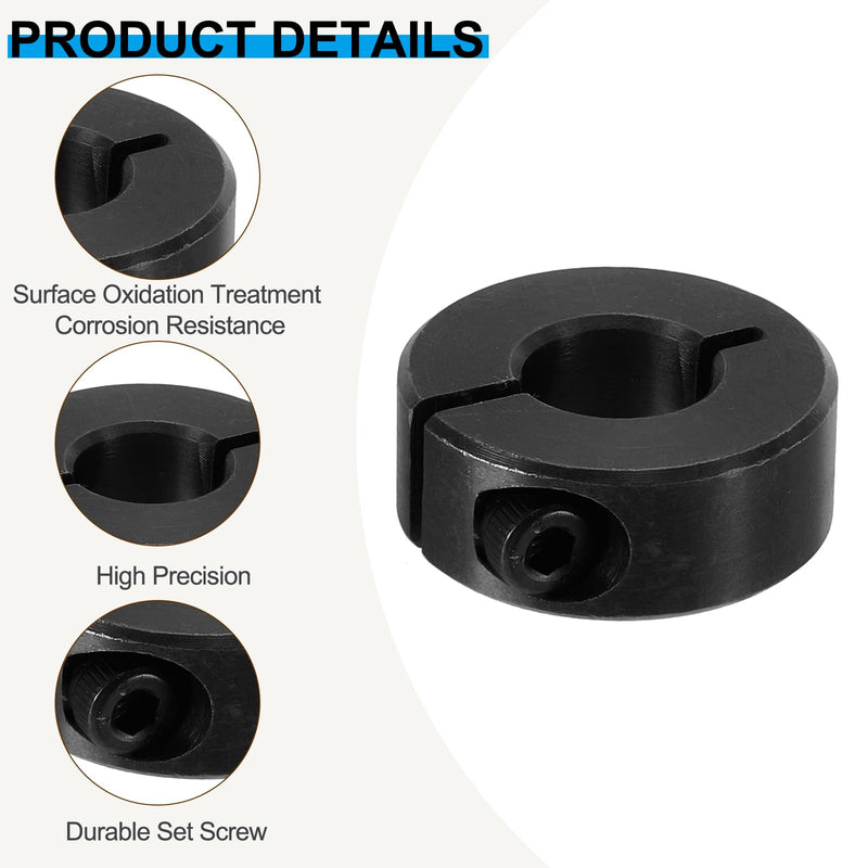[Australia - AusPower] - PATIKIL Bore 12mm Single Split Shaft Collar 28mm OD 11mm Thickness, 4 Pack 45#Carbon Steel Locking Collar Clamp Style with Set Screw for Machine Tools Industry, Black 12mm/7/16inch 