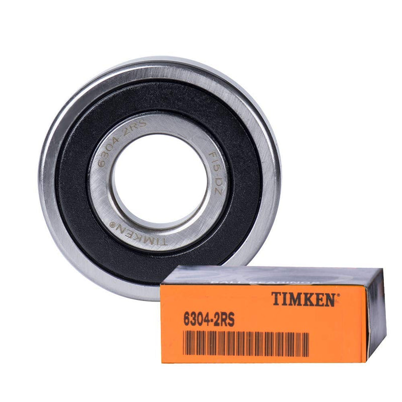 2PACK TIMKEN 6304-2RS Double Rubber Seal Bearings 20x52x15mm, Pre-Lubricated and Stable Performance and Cost Effective, Deep Groove Ball Bearings