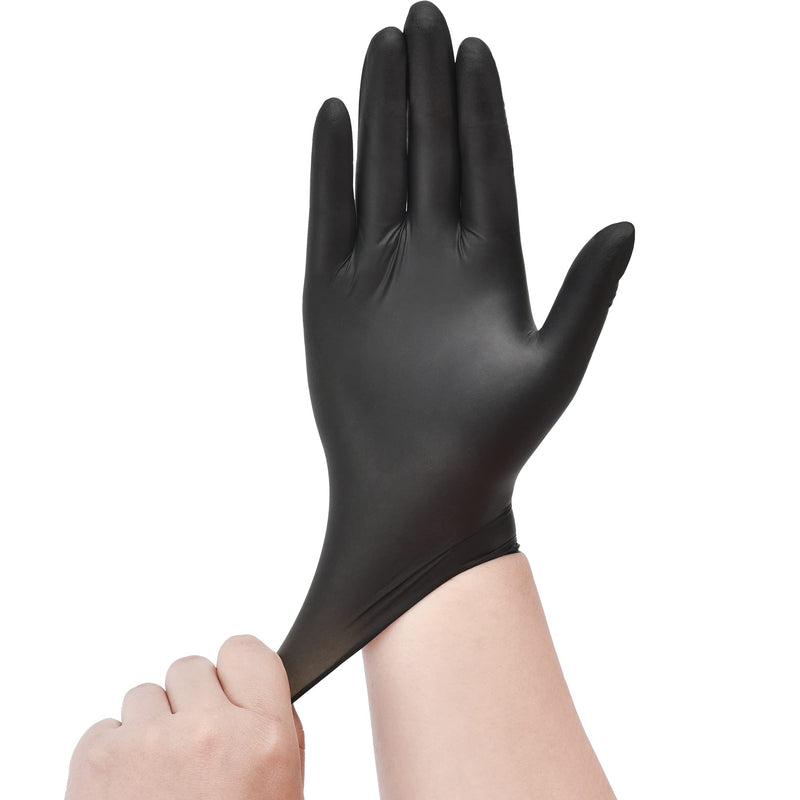 [Australia - AusPower] - Disposable Nitrile Exam Gloves, 3-mil, Black Nitrile Gloves Disposable Latex Free for Medical, Cooking & Esthetician, Food-Safe Rubber Gloves, Powder Free, Non-Sterile, 100-ct Box (Medium) Medium 