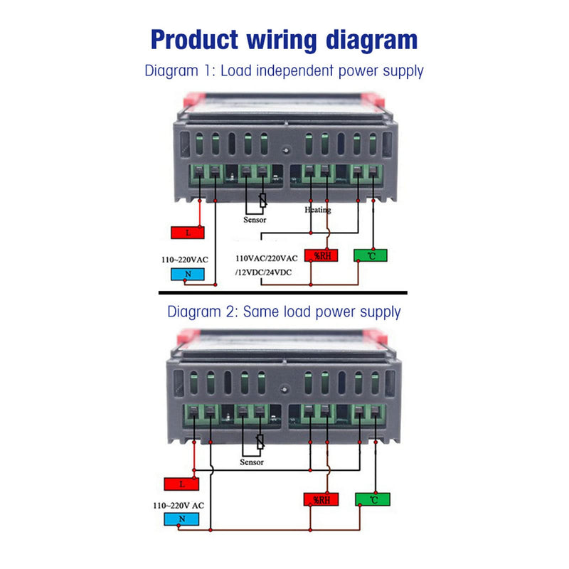 [Australia - AusPower] - -3028 Temperature Control 12V/24V/110V /220V Digital Display Temperature and Humidity Controller Meter with Integrated Sensor (12V) 