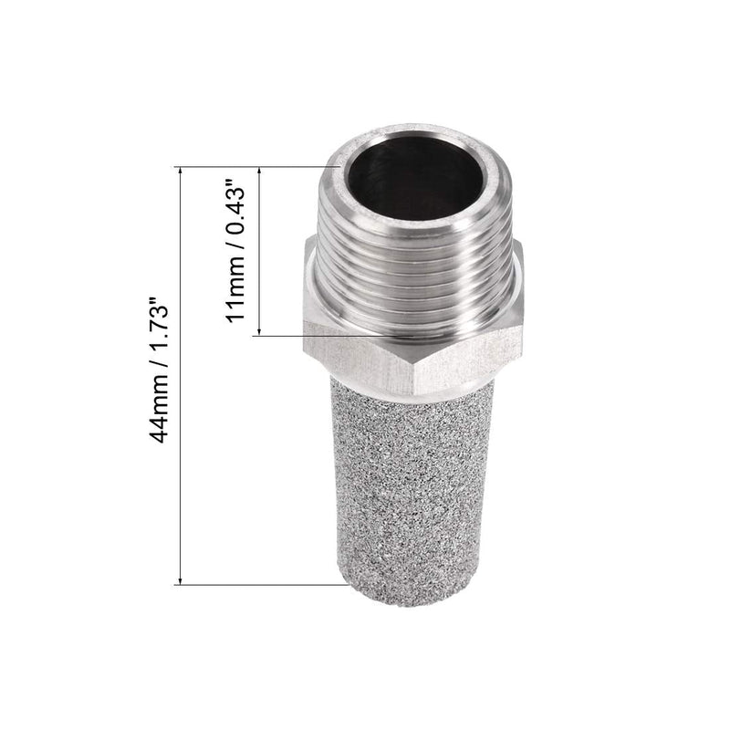 [Australia - AusPower] - uxcell Exhaust Muffler PT 3/8 Male Thread Sintered Stainless Steel Breather Pneumatic Air Muffler 