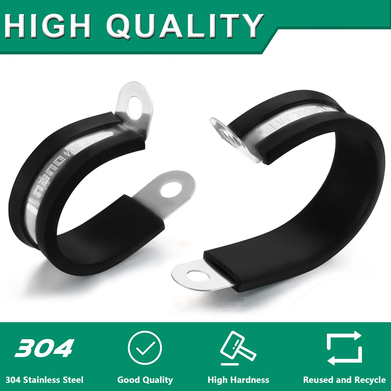 OURU 100PCS Cable Clamps 1/8 Inch 304 Stainless Steel Cable Clamps Rubber Coated Cushioned Insulated Cable Clamp,Automotive Wire Clamps,Pipe Clamps,Metal Clamp for Tube,Wire Cord Installation(3mm) 100 PCS - 1/8 Inch