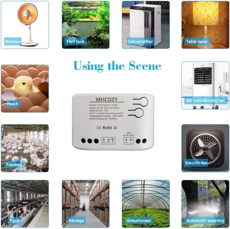 [Australia - AusPower] - Tuya app WiFi Temperature Controller,1 Channel 110v 10A Dry Contact Relay Switch,Compatible with Alexa Google Home, TYTHWB1CH 