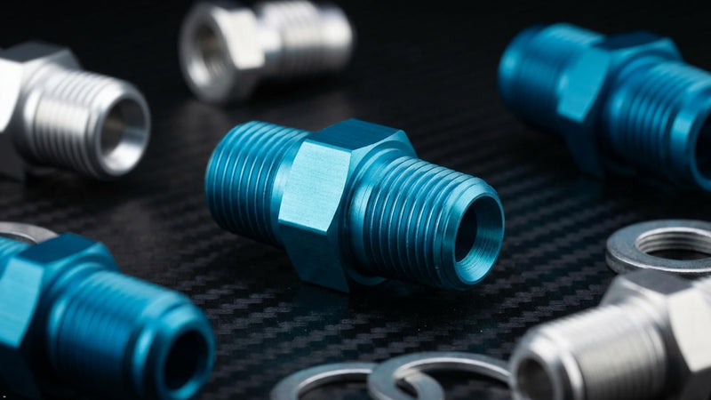 PrecisionGeek Aluminum 1/8 NPT to 1/8 NPT Male to Male Adapter/Coupling Plug, Anodized - 1 Piece (Blue) Blue