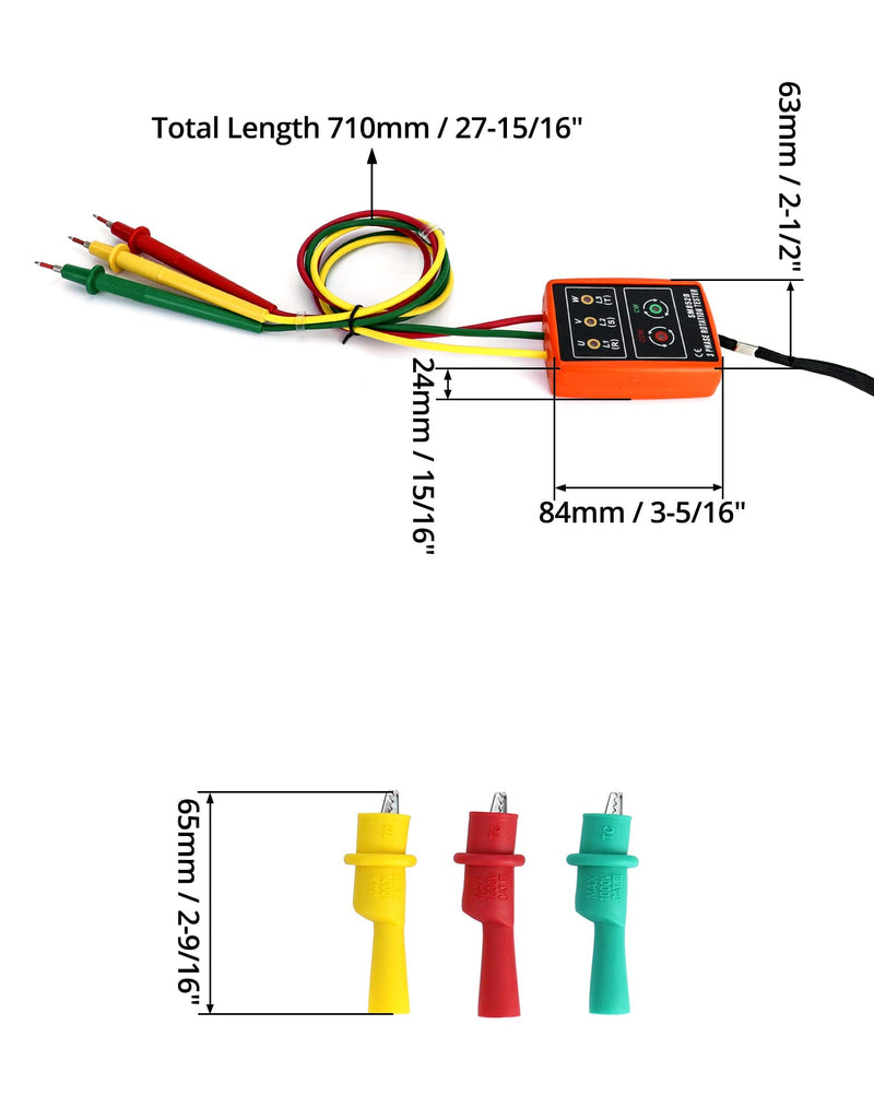 [Australia - AusPower] - QWORK Professional 3-Phase AC Voltage Tester with LED Display and Buzzer Indicator, 60V~600V 