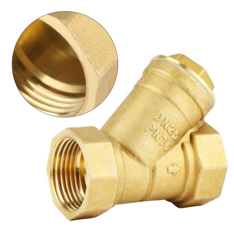 [Australia - AusPower] - Brass Filter, 1 Inch BSPP Female Thread Y-shaped Brass Filter Valve Connection for Water Oil Separation, 0-150°C Working Temperature 