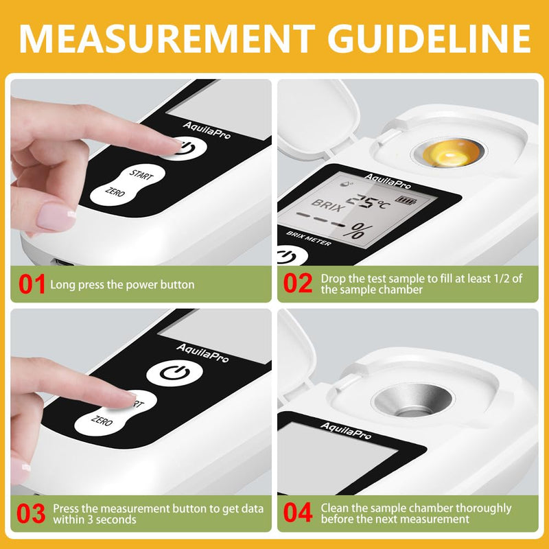 [Australia - AusPower] - Digital Brix Refractometer with LCD, for Fruit Juice and Coffee, with Auto Temperature Compensation, 0-55% Range, ±0.2% Accuracy, Rechargeable Brix Meter for Liquid Sugar Content 