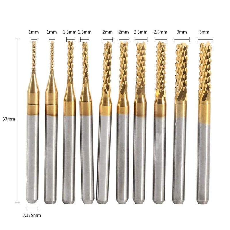 [Australia - AusPower] - KSTE 1 mm Milling Cutter, 2 Pieces x 5 Sizes End Mill, Cutter Cutting Tips, Milling Bits Tool Diameter 1 mm, 1.5 mm, 2 mm, 2.5 mm, 3 mm Parts Kit 