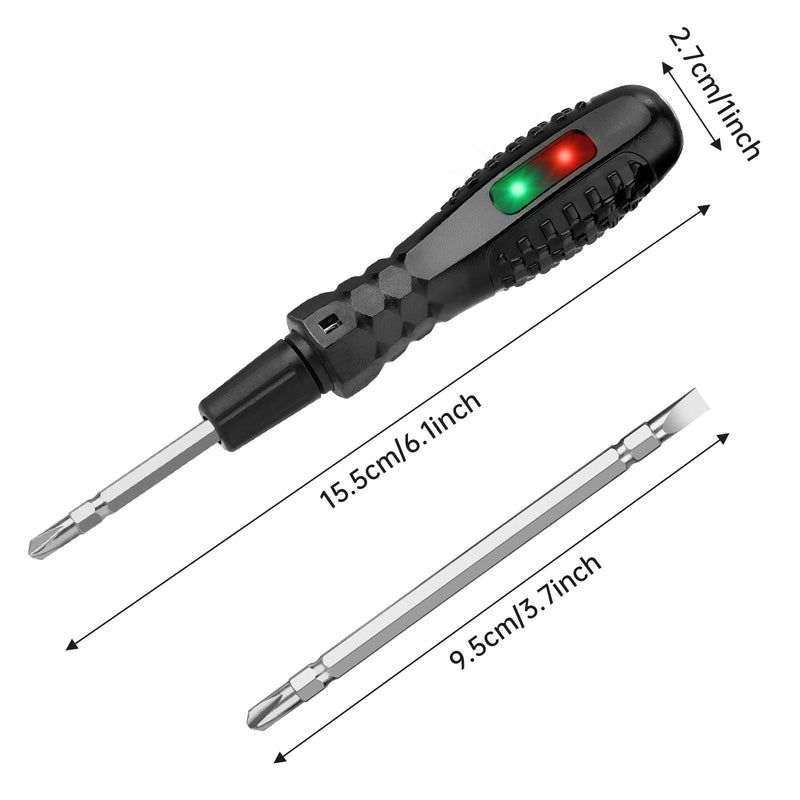 [Australia - AusPower] - Tomorotec 2-in-1 Screwdriver Voltage Tester with Neon Light Display, AC/DC Circuit Tester with Magnetic Flathead & Phillips Screwdriver Heads, Dual Function for Voltage Detection and Electrical Repair 