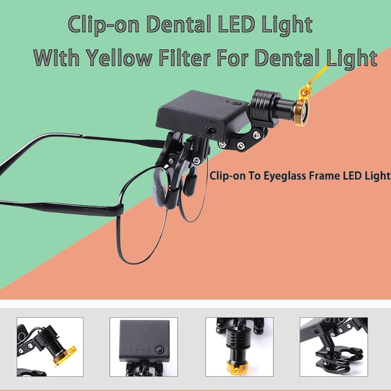 [Australia - AusPower] - Lightweight Dental Headlight Portable Medical Spotlight with Optical Filter for Binocular Loupes Lab Magnifier Eyeglass Frame 5W Wireless 