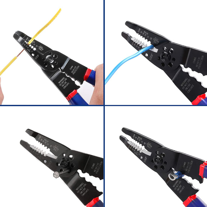 [Australia - AusPower] - WORKPRO Wire Stripper Set, 8-Inch Multi-Tool Stripper and 8-Inch Self-Adjusting Wire Stripper Set for Stripping, Cutting and Crimping 