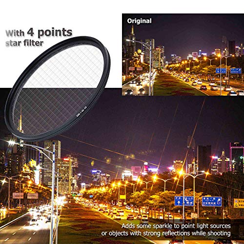 JJC 49mm Star Filter Cross Screen Starburst Filter Kit for Camera Lens