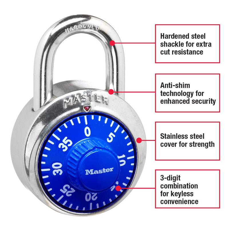 [Australia - AusPower] - Combination Lock for Gym Lockers  Master Lock Locker Combination Padlock, Pack, Blue  The Ideal Combo Lock for School/Gym Locker Security 