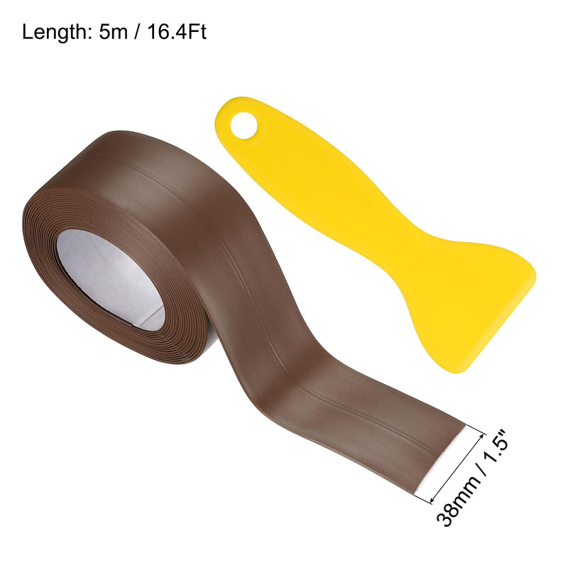 uxcell Caulk Tape, Brown Toilet Caulk Strip Self Adhesive 1.5" x 16.4Ft Caulking Sealant Tape with Sealing Tool for Kitchen Bathroom Edge Protector
