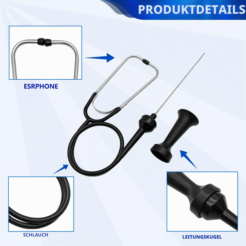 ZKTOOL Car Noise Tester Diagnostic Stethoscope Kit | Professional mechanic hearing tester diagnostic kit for abnormal car noise during vehicle repair. black