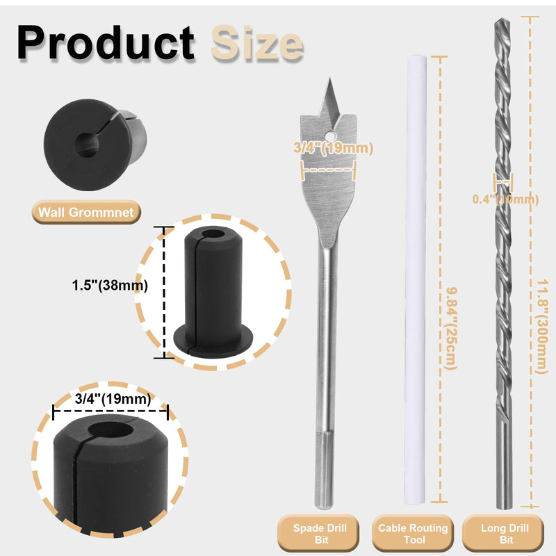 Starlink Cable Routing Kit, 3/4 Inch Cable Grommets for Wall Pass Through, Includes 3/4” Spade Drill Bit, Extra Long Drill Bit & Wall Wire Clips – Starlink Accessories Mounting Kit Black 3/4” Starlink Cable Grommets Kit