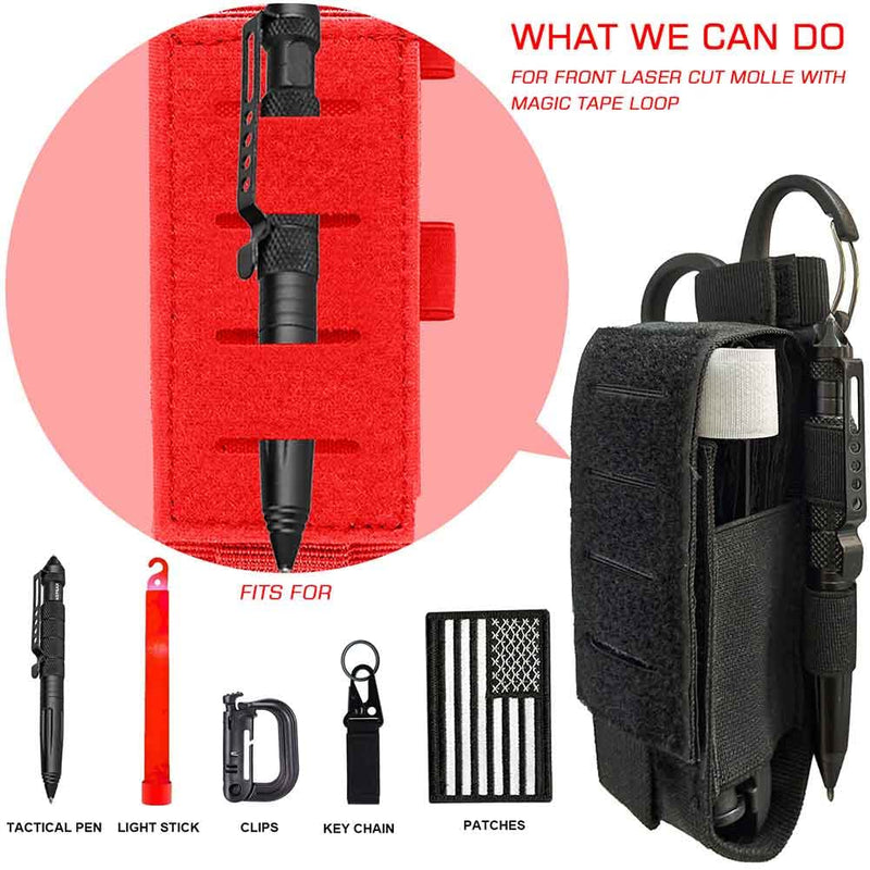 [Australia - AusPower] - 2 Piece Upgrade Laser Cut 1000D Molle Torniquet Pouch, Tactical Medical Tourniquet Pouch Holster Pouch Only-BLACK 