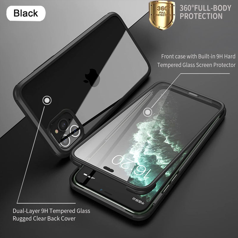 [Australia - AusPower] - UBUNU Case for iPhone 12 Pro Max [6.7 inch], New Upgraded Dual Layer Full Body Protective Clear Phone Case with Built-in Screen Protector, Black 