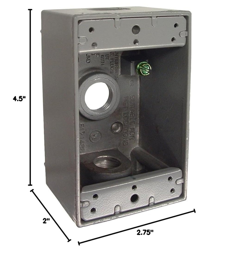 [Australia - AusPower] - Hubbell-Bell 5320-0 Single Gang 3-1/2-Inch Outlets Weatherproof Box Gray 