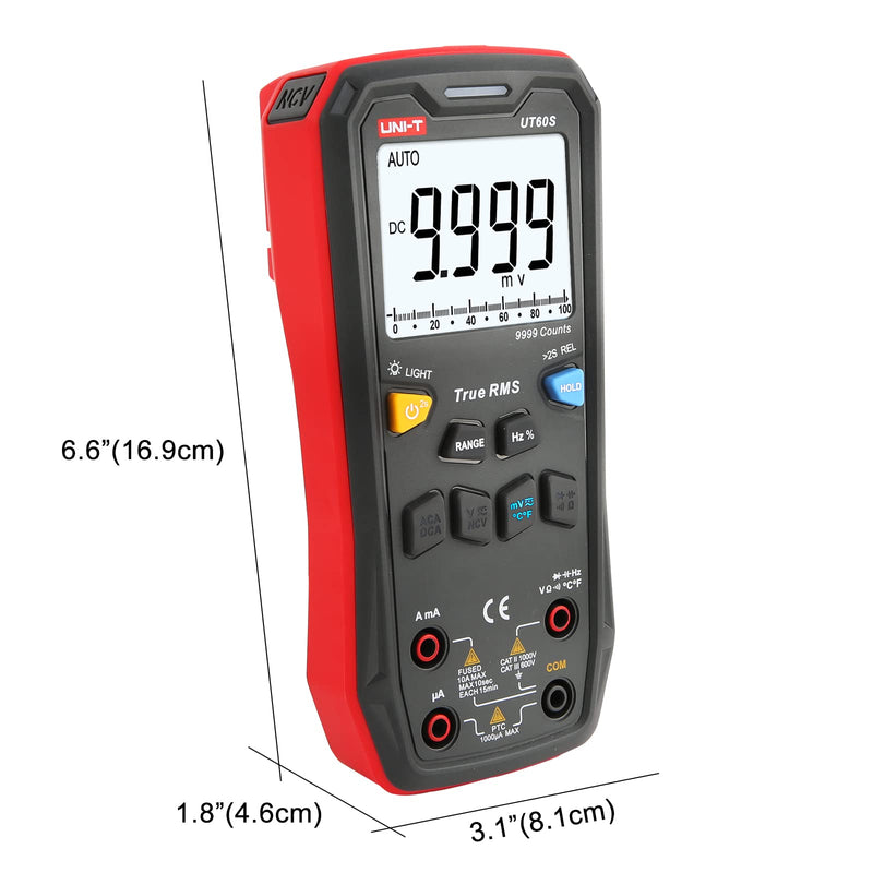 [Australia - AusPower] - UNI-T Digital Multimeter Smart,UT60S True RMS,9999 Counts 1000V AC DC Voltmeter Ammeter Capacitor Temperature,Fully Automatic Anti-Burn Intelligent Multimeter Tester UT60S 