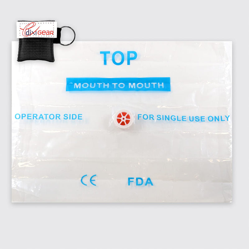 [Australia - AusPower] - Dixie EMS CPR Mask for Pocket or Key Chain, CPR Emergency Face Shield with One-Way Valve Breathing Barrier for First Aid or AED Training, 5 Count - Black 