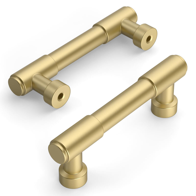 Amerdeco 10 Pack Brushed Gold Cabinet Pulls 3 Inch(76mm) Hole Center Drawer Pulls Cabinet Hardware Kitchen Cabinet Handles for Bathroom ZH0075 3"/76MM Hole Center