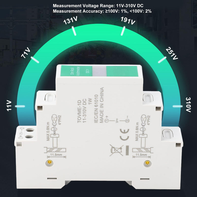 [Australia - AusPower] - DC Digital Voltmeter, LED Display Switching Output DIN Rail Mount Voltage Meter Electrical Instrument Measurement Tool for DC 11V-310V, Convenient and Efficient, Full Isolation 