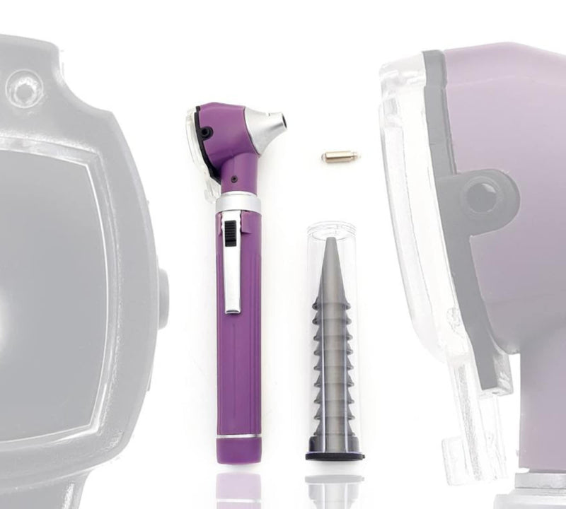 [Australia - AusPower] - Brilliance German Fiber Optic Otoscope - Professional Ear Scope with LED Light and Speculum for Ear Examination and Diagnosis - Ideal for Professional and Home Use - Purple Color 