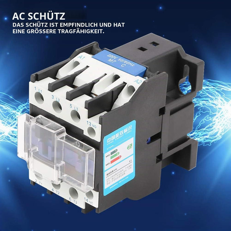 AC Contactor 220V 32A, CJX2-3210 High Sensitive Industrial Electrical Contactor AC Power Contactor, Motor Starter Relay, Electric AC Contactor for Rail Mounting