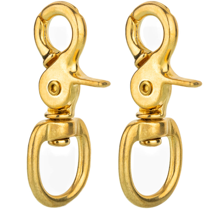 [Australia - AusPower] - Quality Solid Brass 2-3/4" Trigger Snap Hooks 5/8" Swivel Round Eye Scissor Snap Clips Heavy Duty for Pet Leashes, Purse Straps and Belting Leathercraft (Pack of 2) 