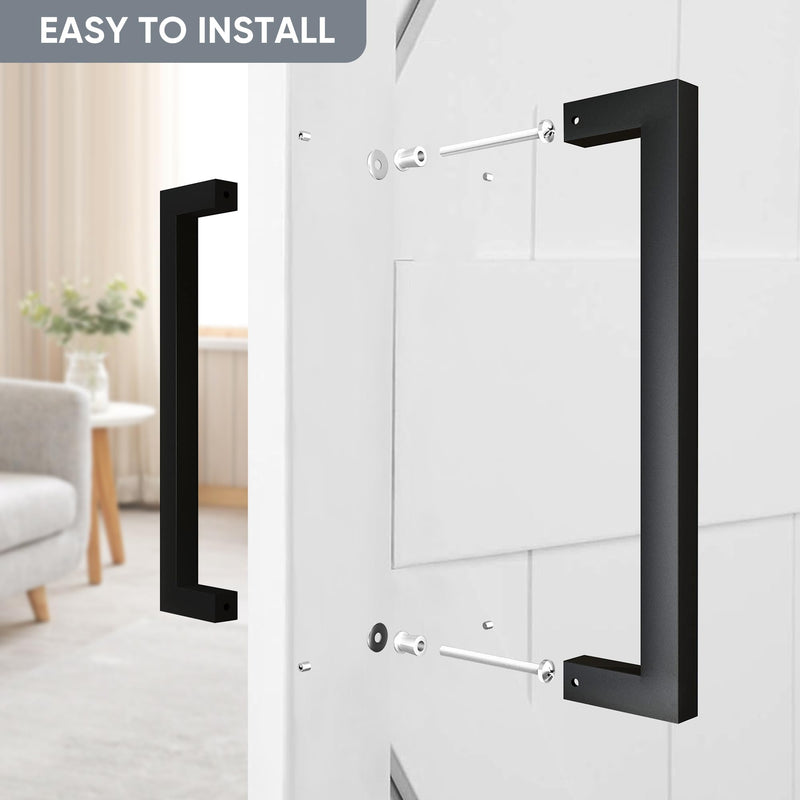 [Australia - AusPower] - JUBEST 12" Matte Black Push Pull Bar Handle, Sliding Barn Door Handles, Heavy Duty Double Sided Door Handle for Barn Doors, Garage, Easy to Install 