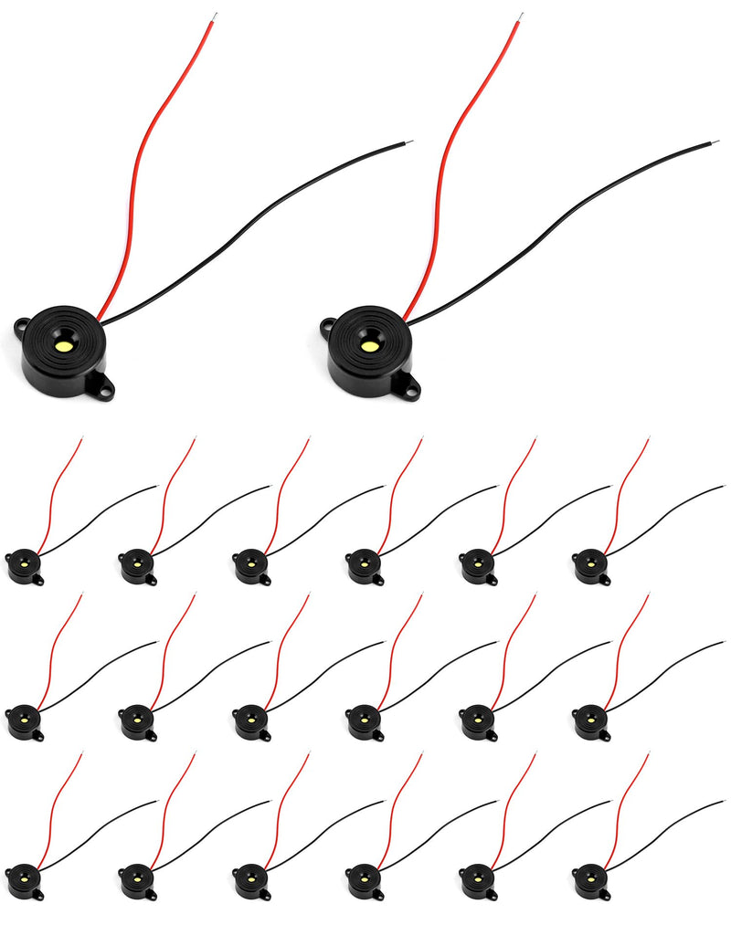 [Australia - AusPower] - QWORK Electronic Buzzer, 20 Pcs 3-12V piezoelectric Buzzer 85dB, for Physical Circuits Continuous Sound Electronic Buzzer Alarm, Cable Length 50mm 