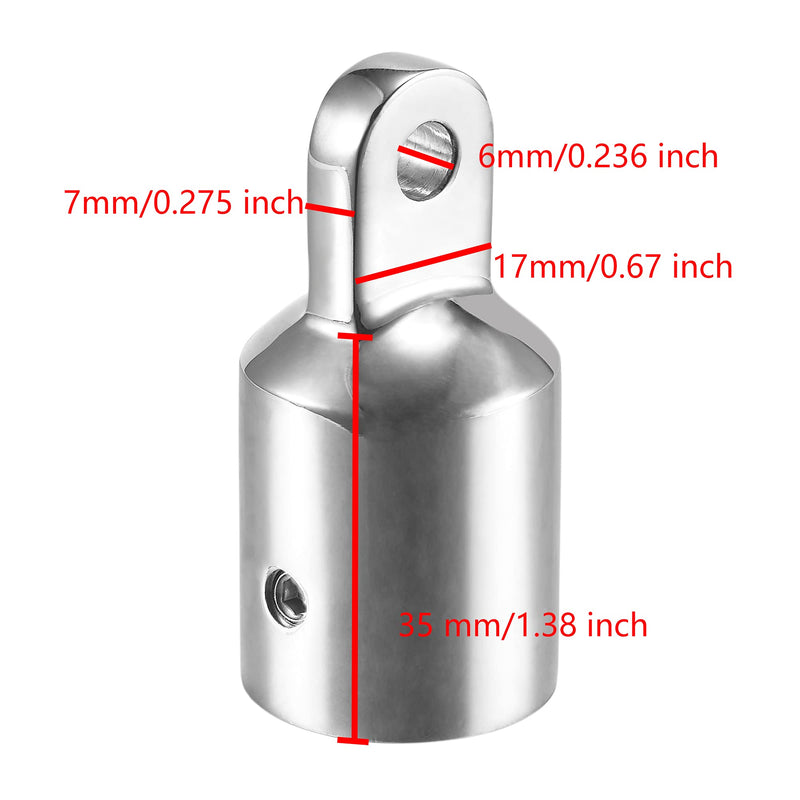 TINGZHIGO Bimini Top Eye End Cap 3/4" 7/8" 1 Inch(3 Sizes) Bimini Top Fittings, 316 Stainless Steel, with an L Shape Hex Key Wrench 3/4 inch