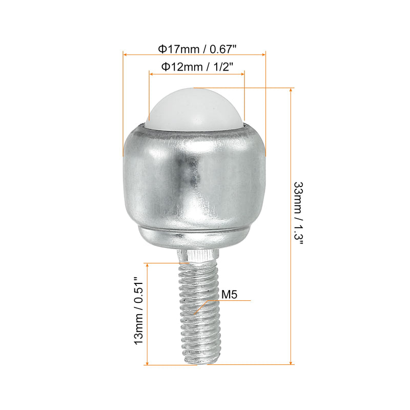 [Australia - AusPower] - PATIKIL Roller Ball Transfer Bearing 1/2", 8 Pack Load 6.6lbs Stud Mounted Nylon Ball Rotation Caster Unit for Conveyor Roller Stand Transmission 1/2" 