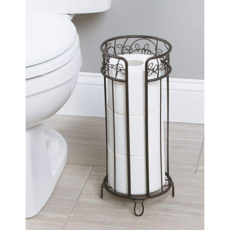 iDesign Metal Toilet Tissue Holder Stand, The Twigz Collection – Holds 3 Rolls of Toilet Paper, 6.8” x 15.2”, Bronze