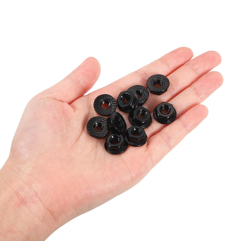 [Australia - AusPower] - uxcell M10x1.25mm Serrated Flange Hex Lock Nuts, 20Pcs 304 Stainless Steel Non-Slip Metric Hexagon Flange Nut, Full Thread, Bright Finish, Black 20 