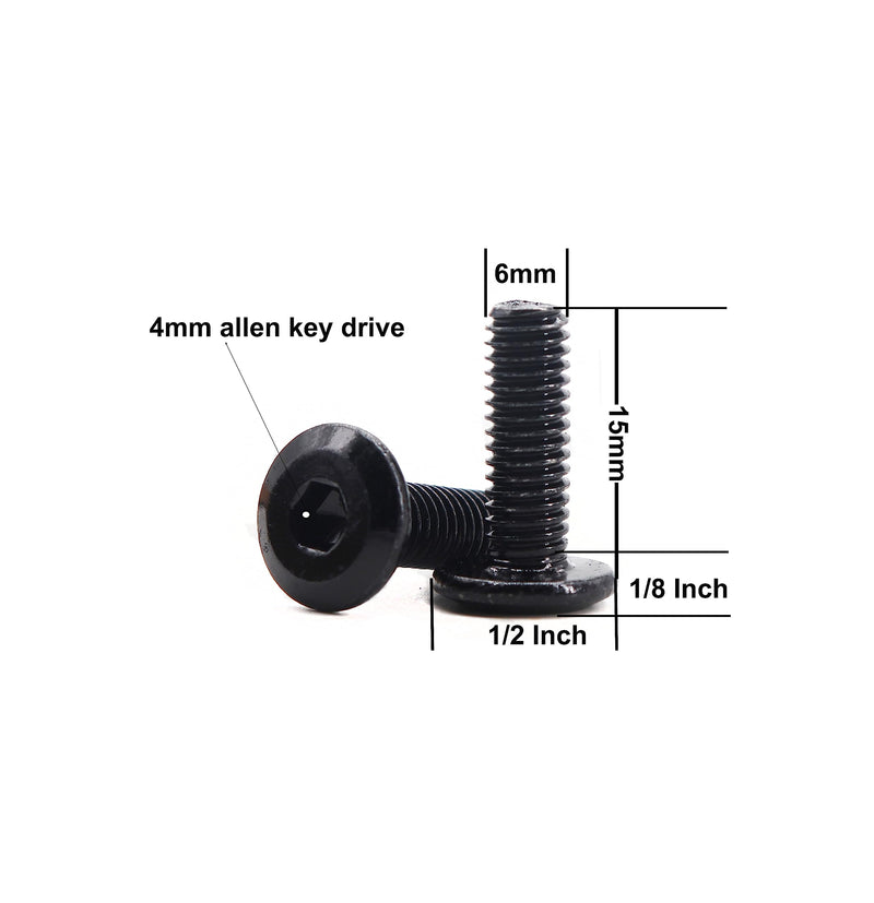 [Australia - AusPower] - binifiMux 20pcs M6 x 15mm Black Rivet Countersunk Socket Cap Allen Bolts Rivet Screws Furniture Connecting 304 Stainless Steel M6 x 15mm 20pcs 
