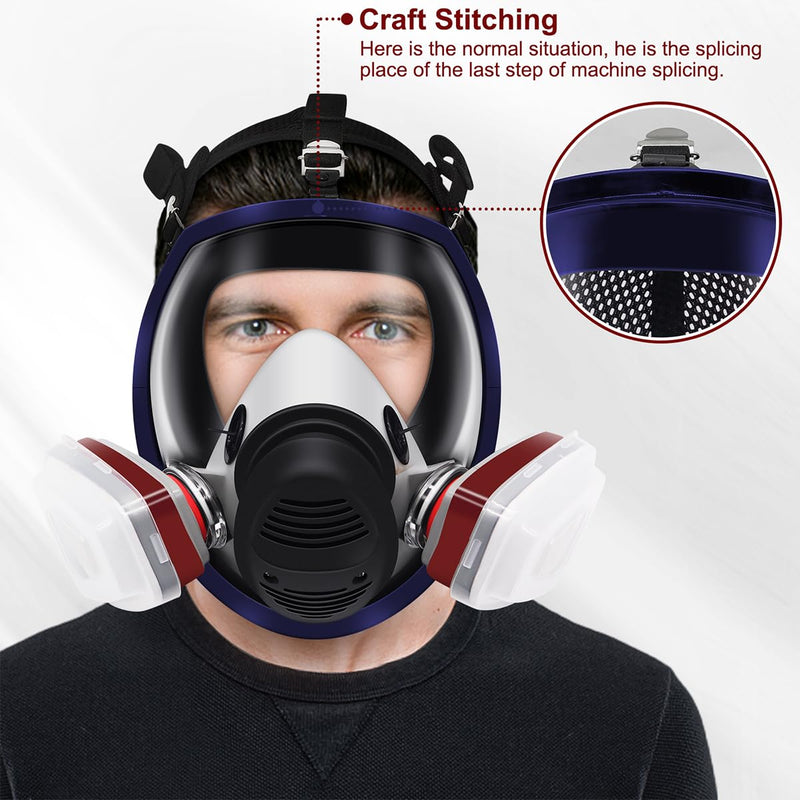Facemoon Full Face Cover 16 in 1 Full Face Breathing Device, Breathing Device Mask with Filters Dust, Gas Masks, Protection Breathing Devices for Chemistry, Manufacturing, Petroleum, Mining, Paint