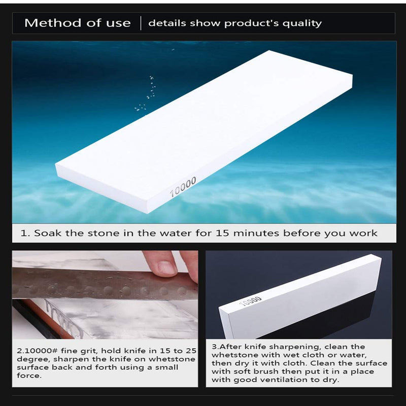 [Australia - AusPower] - Whetstone for kitchen knives, 10,000 grit, fine whetstone, abrasive for finishing, sharpening stones, sharpener, corundum whetstone for sharpening, with 