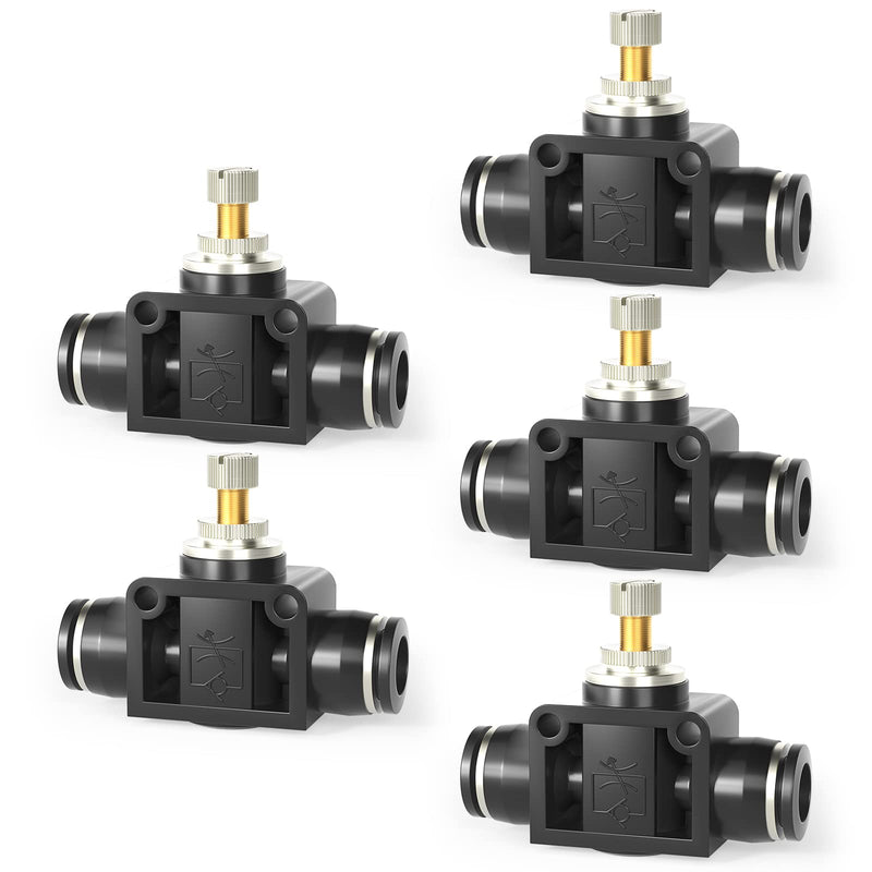 [Australia - AusPower] - TAILONZ PNEUMATIC SCF-1/4 Air Flow Control Valve with Push-to-Connect Fitting, in-Line Speed Controller Union Straight - 1/4 Inch Tube OD x 1/4 Inch Tube OD?Pack of 1? 1/4” OD Black 